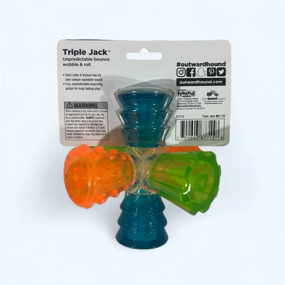 Outward Hound TRIPLE JACK Unpredictable Bounce Wobble Dog Toy NIP